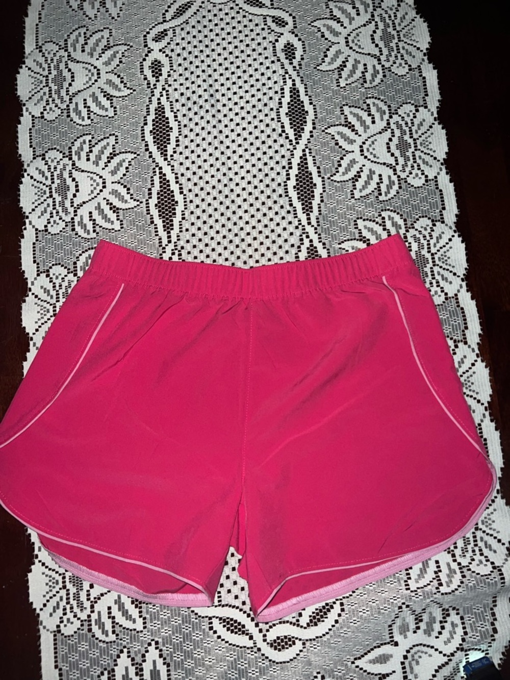 Columbia Dark Pink Girl’s Athletic Shorts with Contrast Piping